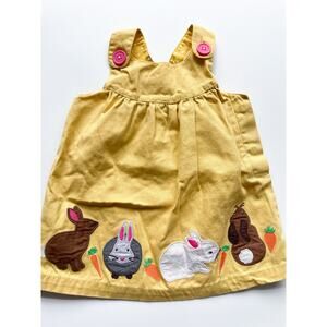Baby Boden Yellow Bunny Jumper Dress Size 3-6 Months